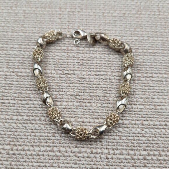 Jewelry - 7.5 Inch Silver Plated Over Copper Fancy Link Chain Bracelet A6470